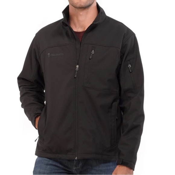 Free Country Softshell Jacket Men’s Small Black Full Zip Water-Resistant